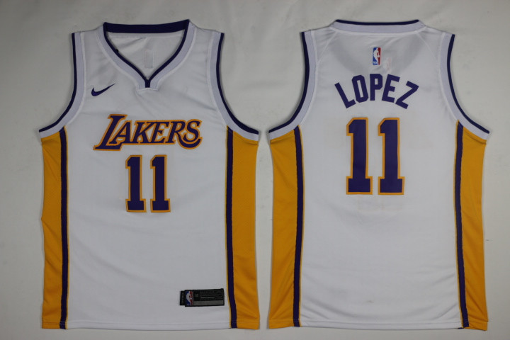 Men Los Angeles Lakers 11 Lopez White Game Nike NBA Jerseys